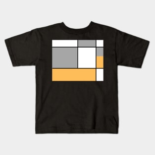 Squares and Rectangles  Gold , Grey, and White Kids T-Shirt